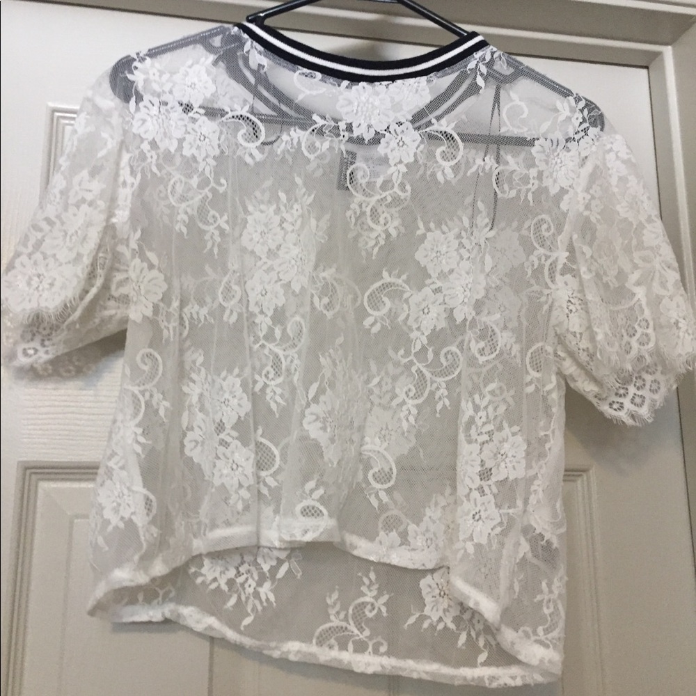 White lace crop top